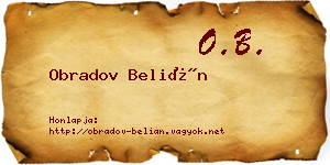 Obradov Belián névjegykártya